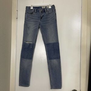 ALL SAINTS knee patch colorblock ashby skinny jeans medium wash size 25